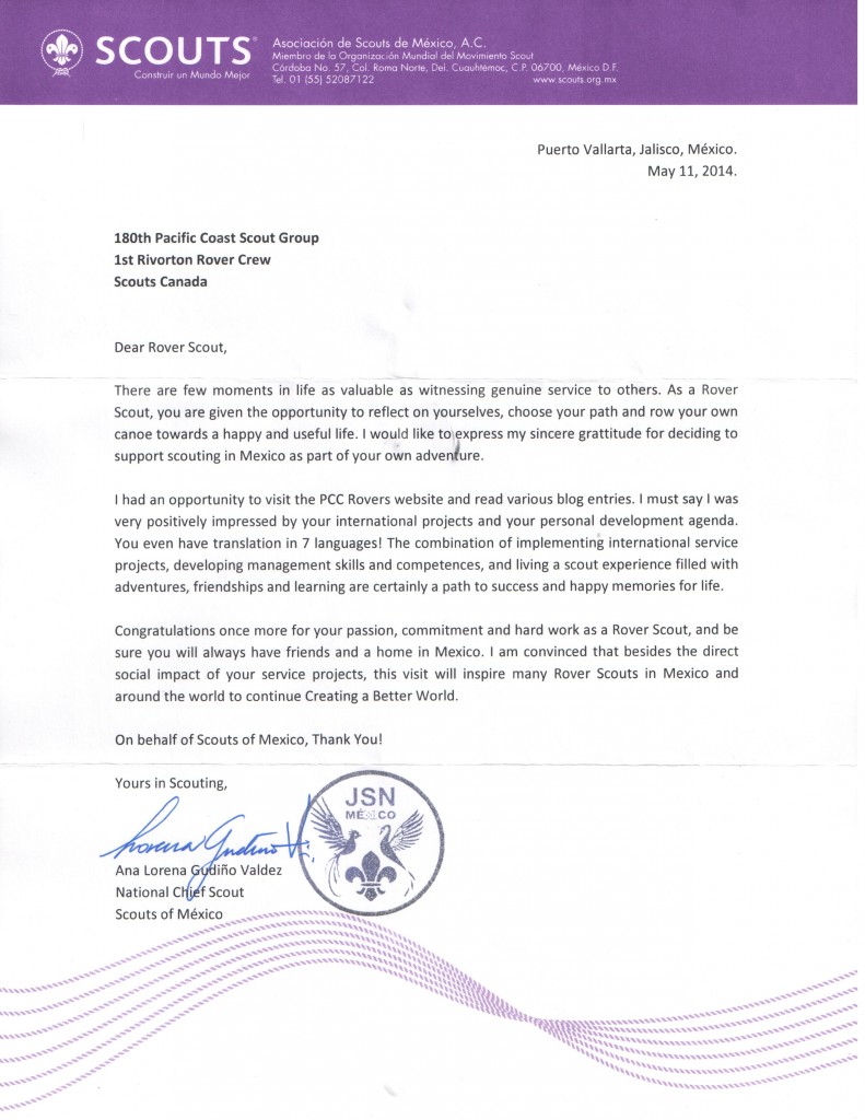 Chief scout letter